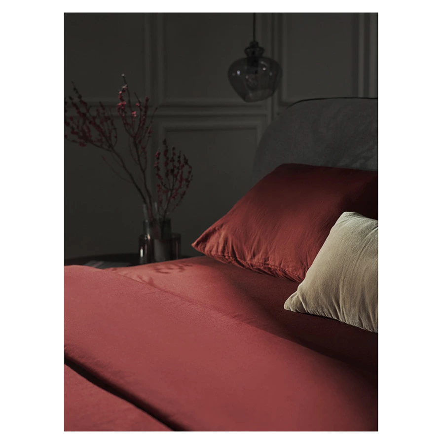 Набор из двух наволочек Tkano Essential 70х70 см, лен, хлопок, бордовый, цвета копченой паприки