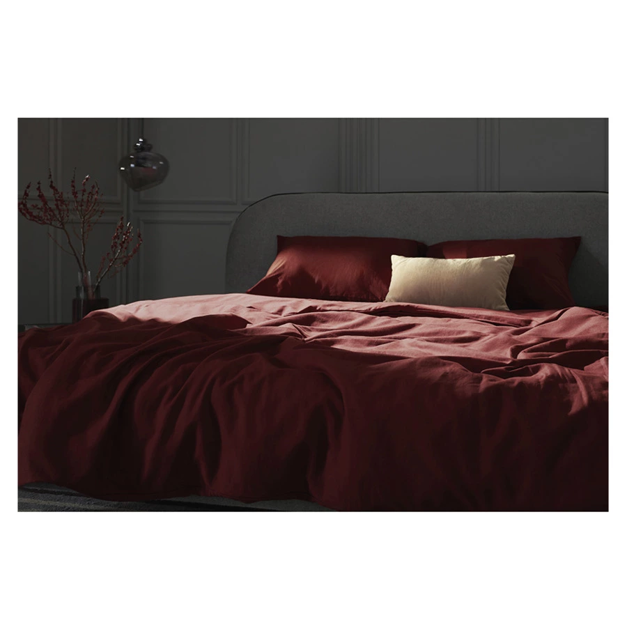 Набор из двух наволочек Tkano Essential 70х70 см, лен, хлопок, бордовый, цвета копченой паприки