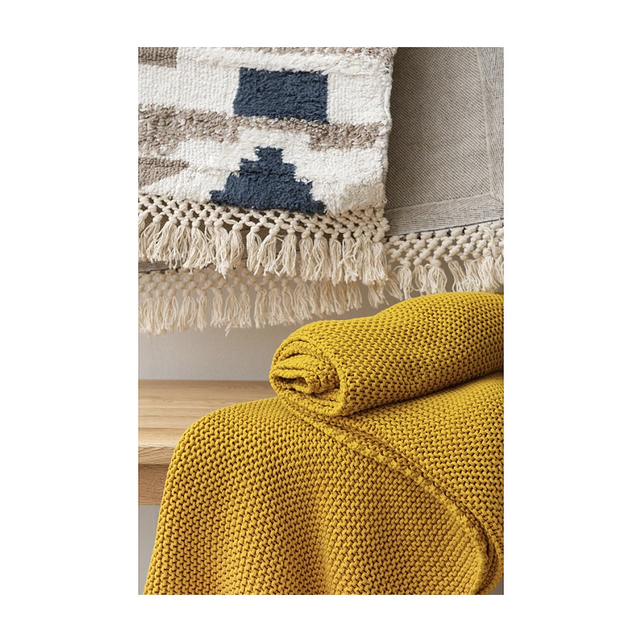 Плед Tkano Essential 130х180 см, 100% хлопок, горчичный