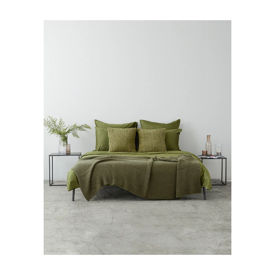 Плед Tkano Essential 130х180 см, 100% хлопок, оливковый