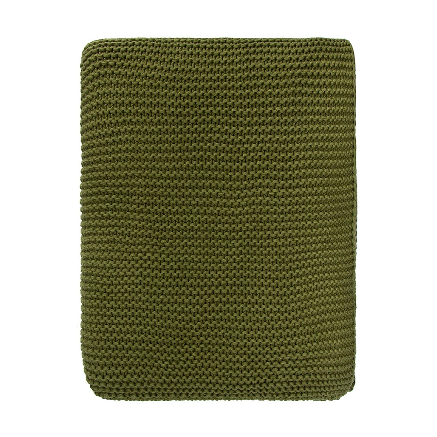 Плед Tkano Essential 130х180 см, 100% хлопок, оливковый