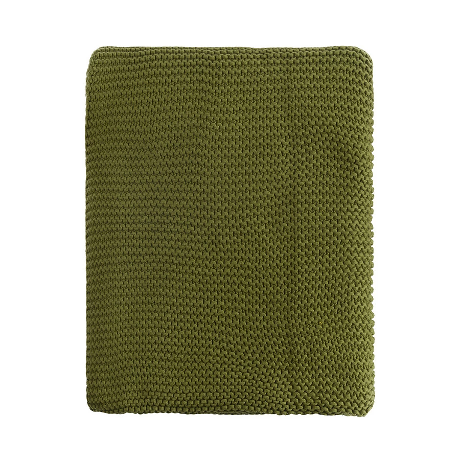 Плед Tkano Essential 130х180 см, 100% хлопок, оливковый