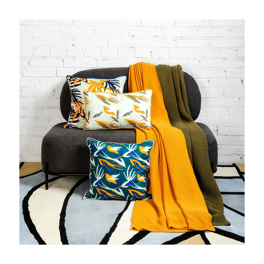 Плед Tkano Essential 130х180 см, 100% хлопок, оливковый