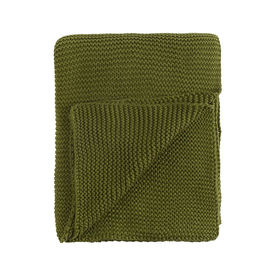 Плед Tkano Essential 130х180 см, 100% хлопок, оливковый