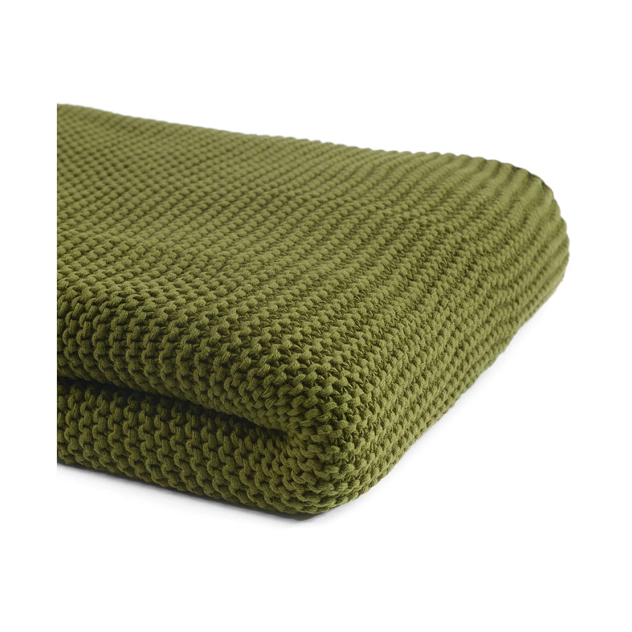 Плед Tkano Essential 130х180 см, 100% хлопок, оливковый