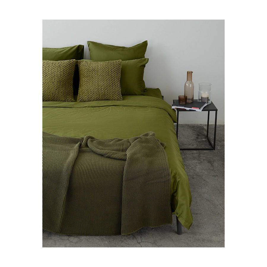 Плед Tkano Essential 130х180 см, 100% хлопок, оливковый