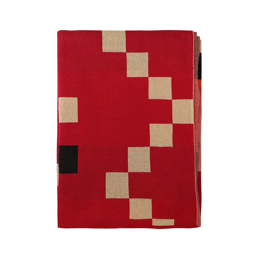 Плед Tkano Cultural Heritage Башкирский орнамент 130х180 см, 100% хлопок, красный