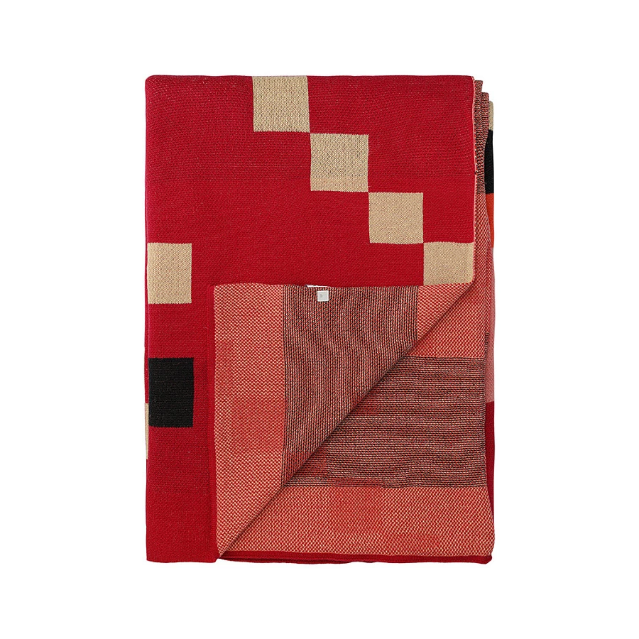 Плед Tkano Cultural Heritage Башкирский орнамент 130х180 см, 100% хлопок, красный