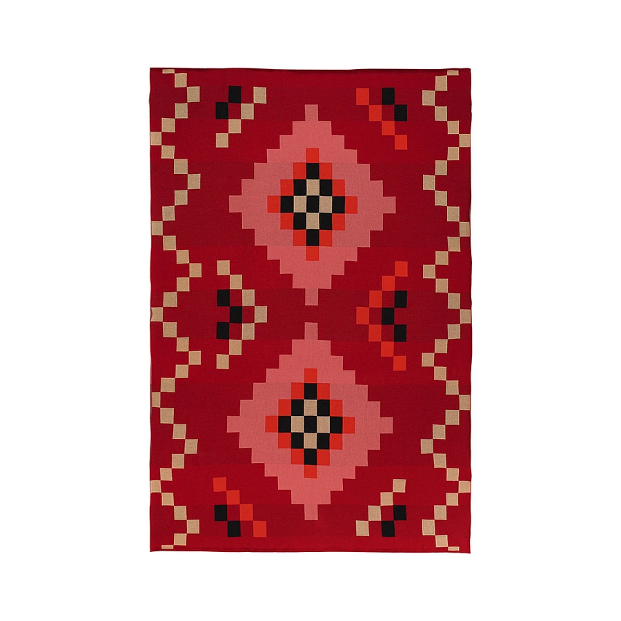 Плед Tkano Cultural Heritage Башкирский орнамент 130х180 см, 100% хлопок, красный