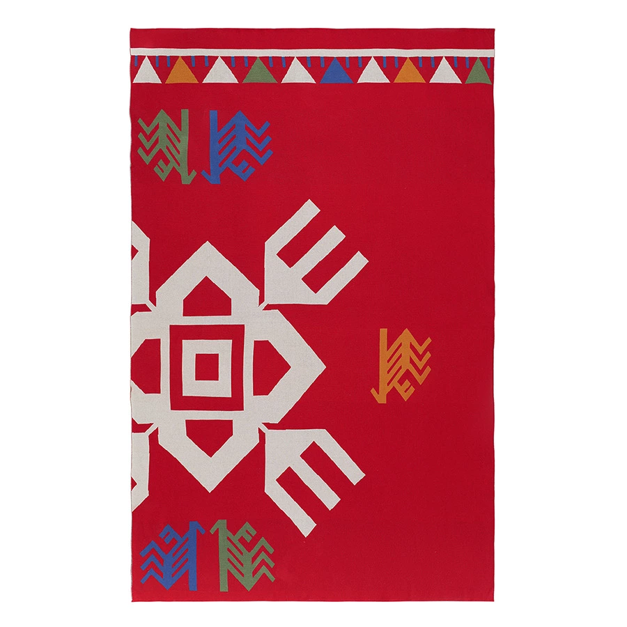 Плед Tkano Cultural Heritage Чувашский орнамент 130х180 см, 100% хлопок, красный