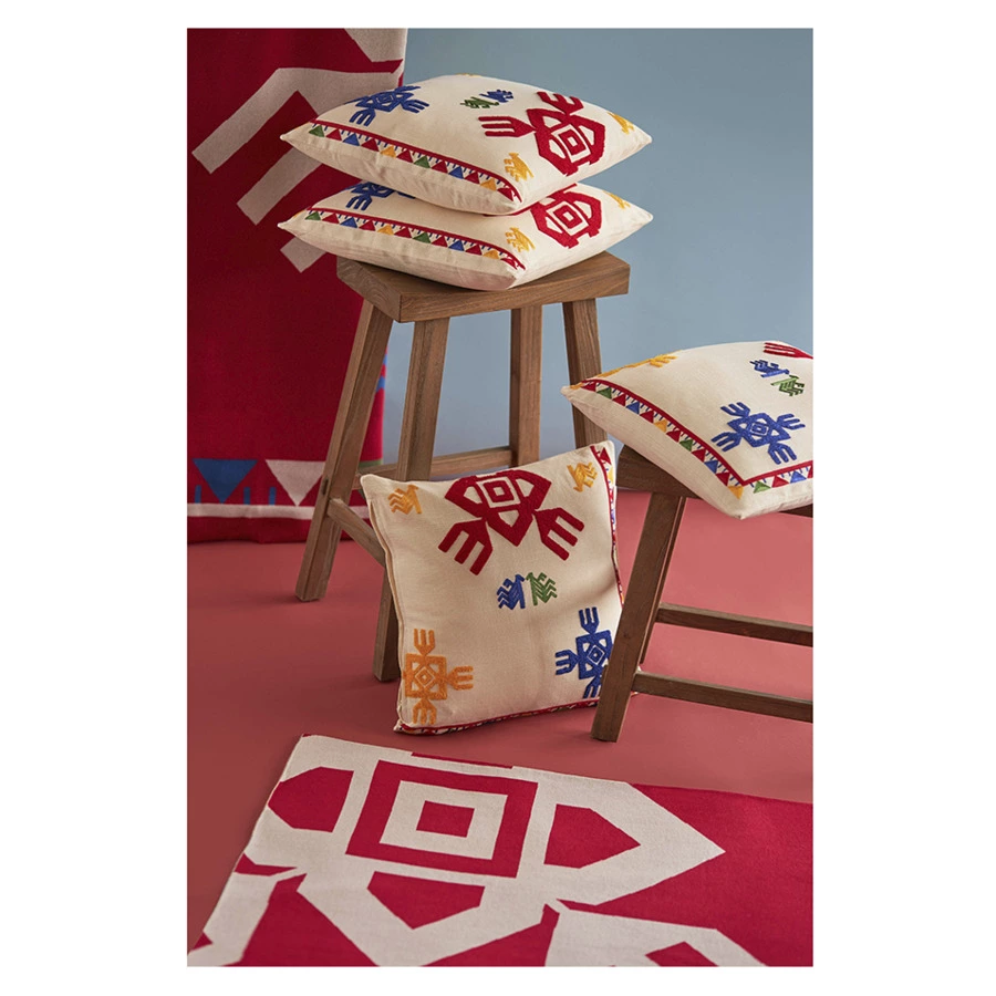 Плед Tkano Cultural Heritage Чувашский орнамент 130х180 см, 100% хлопок, красный