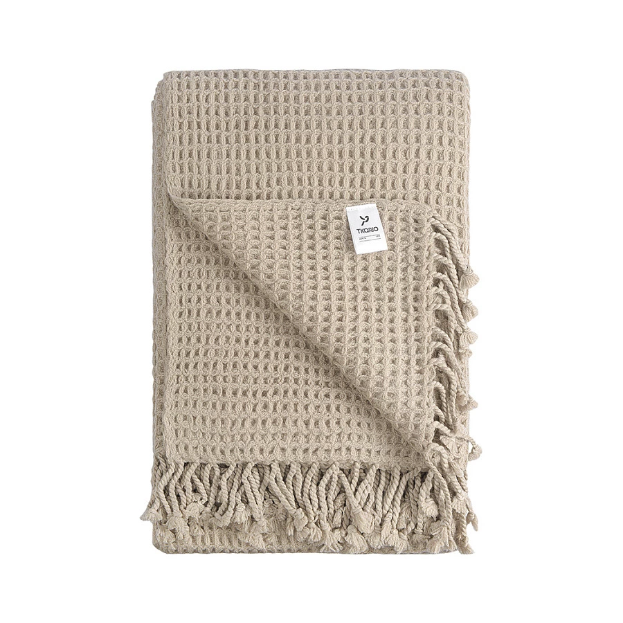 Плед Tkano Essential 130х180 см, 100% шерсть, бежевый