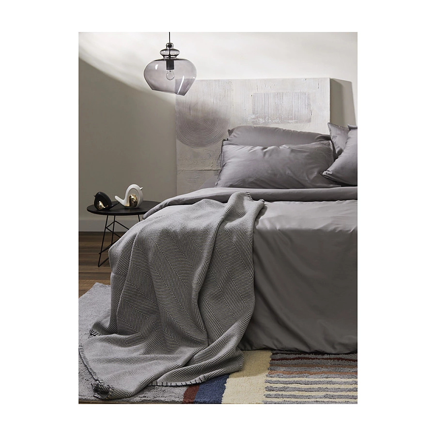 Плед Tkano Essential 130х180 см, 100% шерсть мериноса, серый