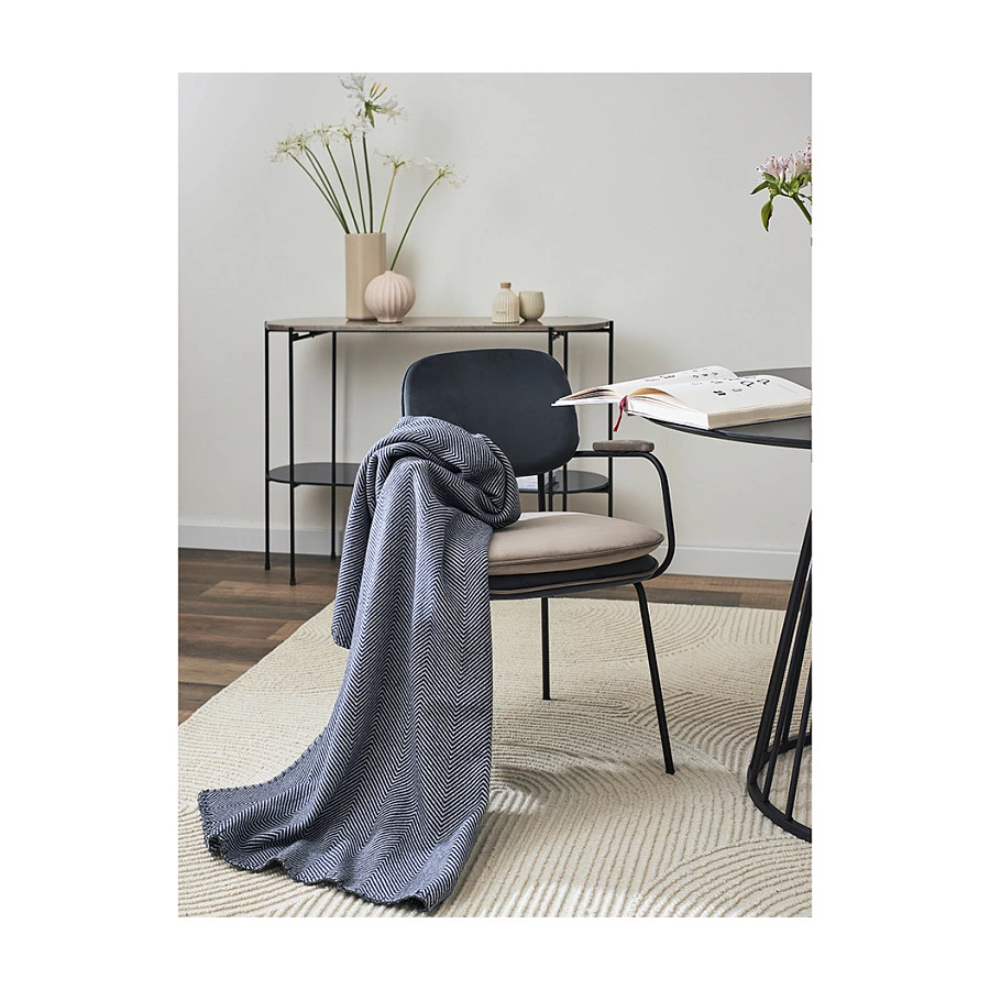 Плед Tkano Essential 130х180 см, 100% шерсть мериноса, синий