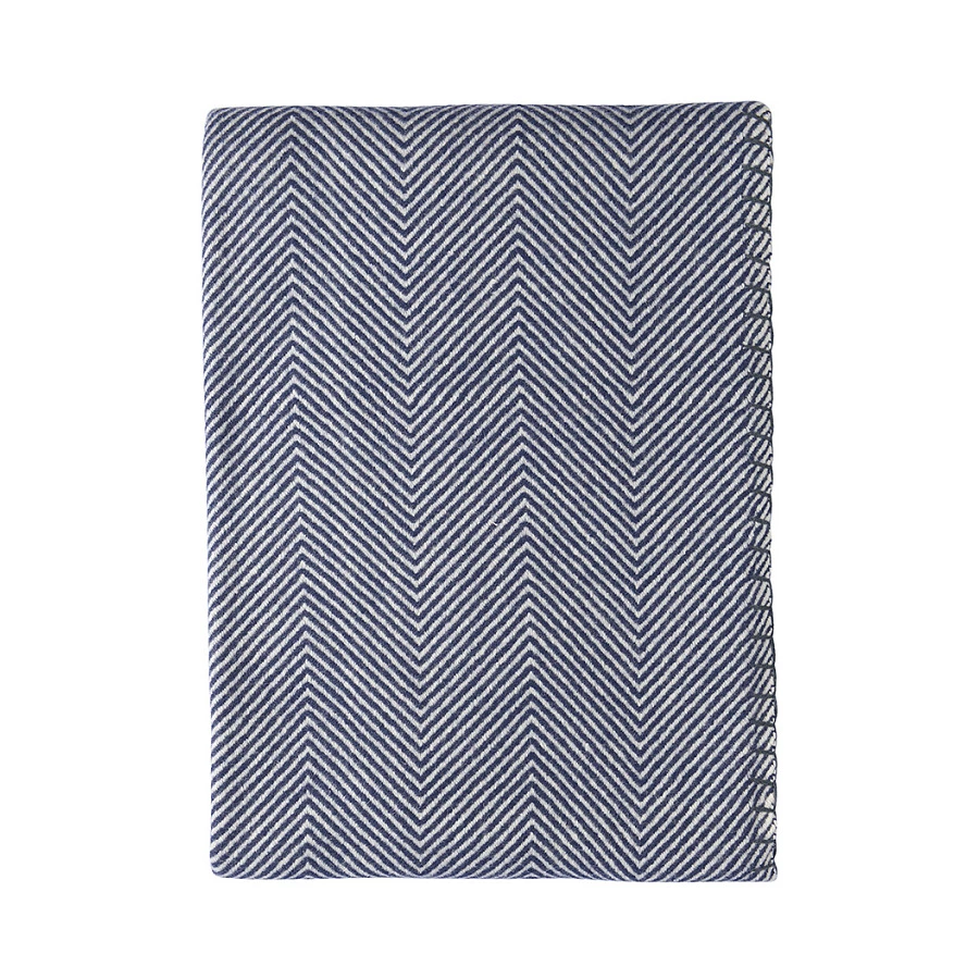 Плед Tkano Essential 130х180 см, 100% шерсть мериноса, синий