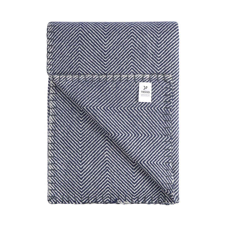Плед Tkano Essential 130х180 см, 100% шерсть мериноса, синий
