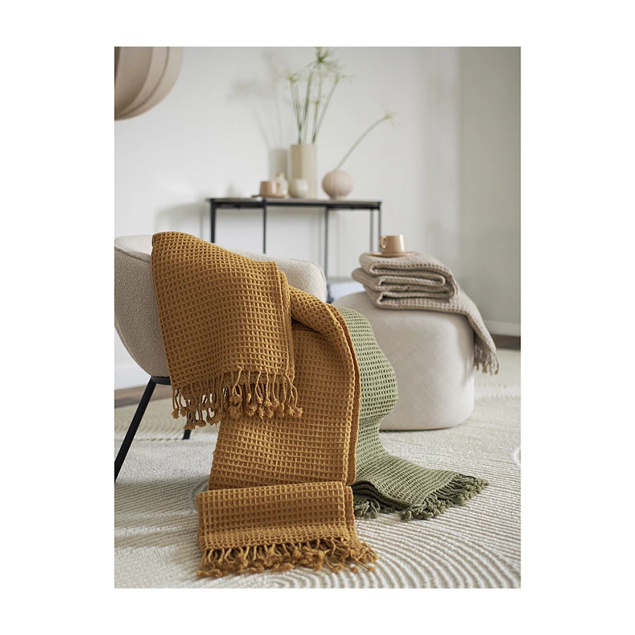 Плед Tkano Essential 130х180 см, 100% шерсть, зеленый