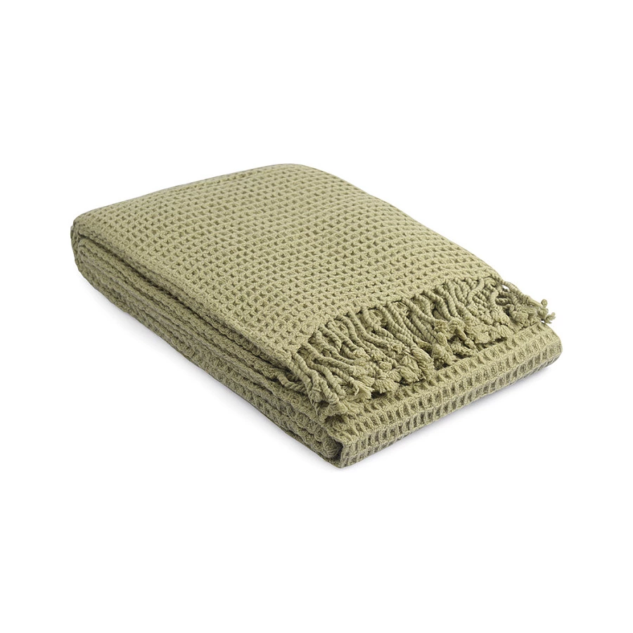 Плед Tkano Essential 130х180 см, 100% шерсть, зеленый