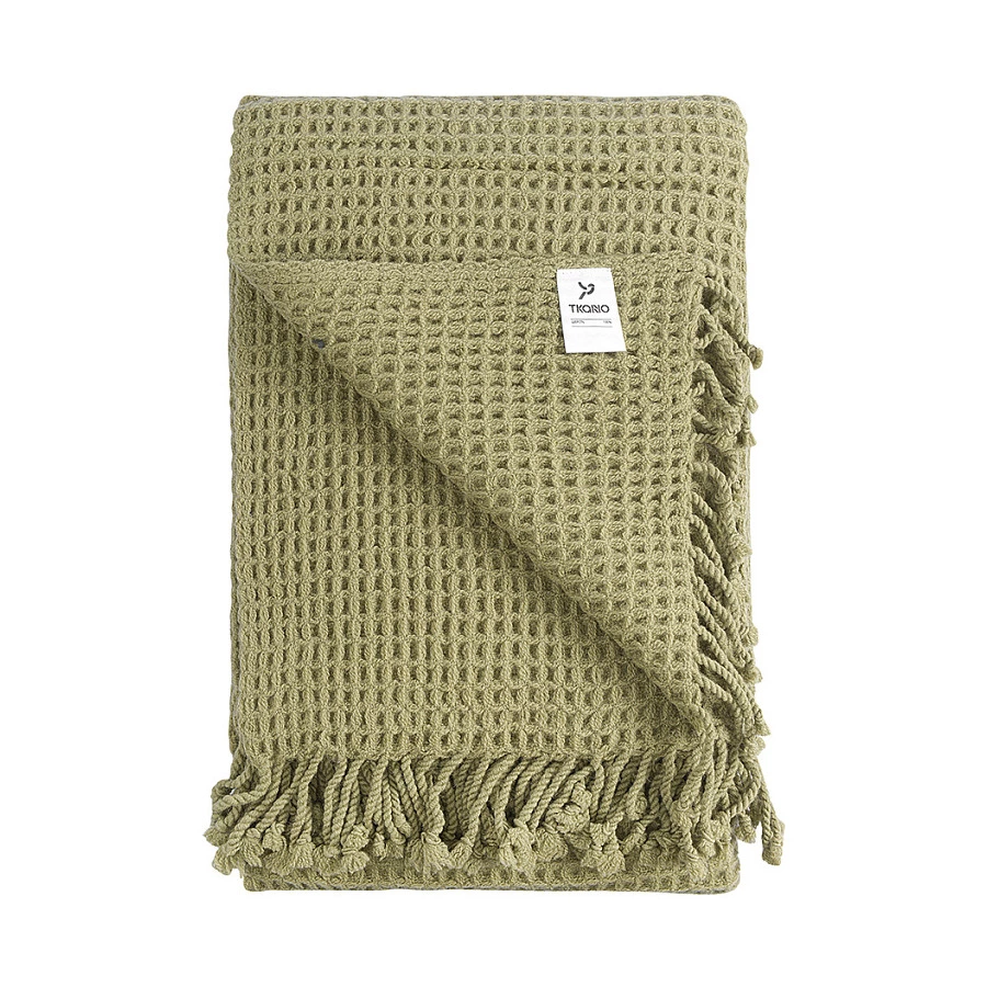 Плед Tkano Essential 130х180 см, 100% шерсть, зеленый