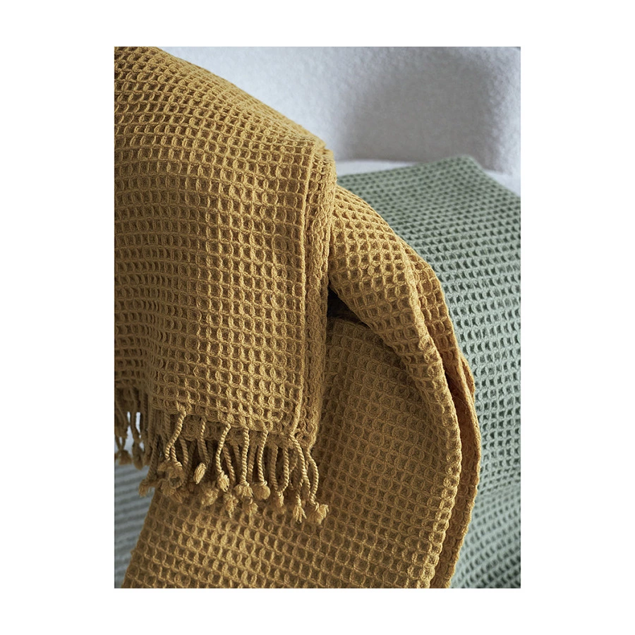 Плед Tkano Essential 130х180 см, 100% шерсть, охровый