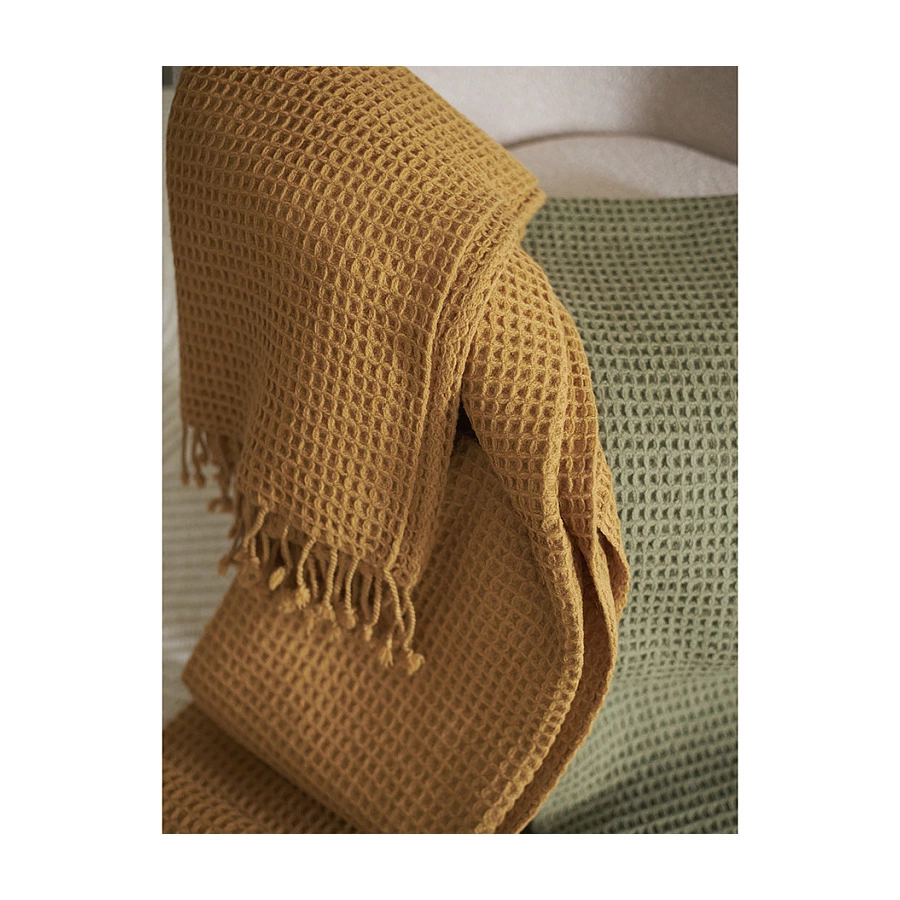 Плед Tkano Essential 130х180 см, 100% шерсть, охровый