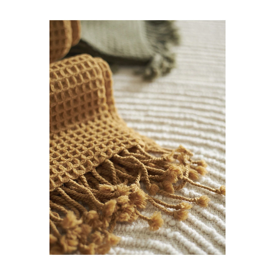 Плед Tkano Essential 130х180 см, 100% шерсть, охровый