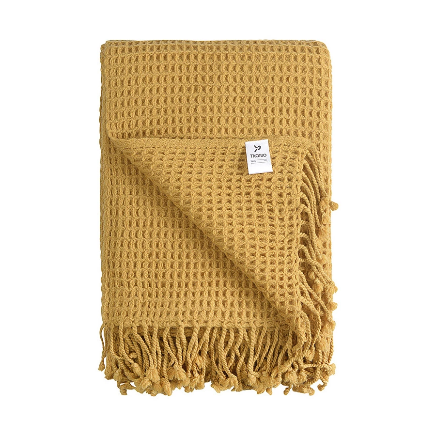Плед Tkano Essential 130х180 см, 100% шерсть, охровый