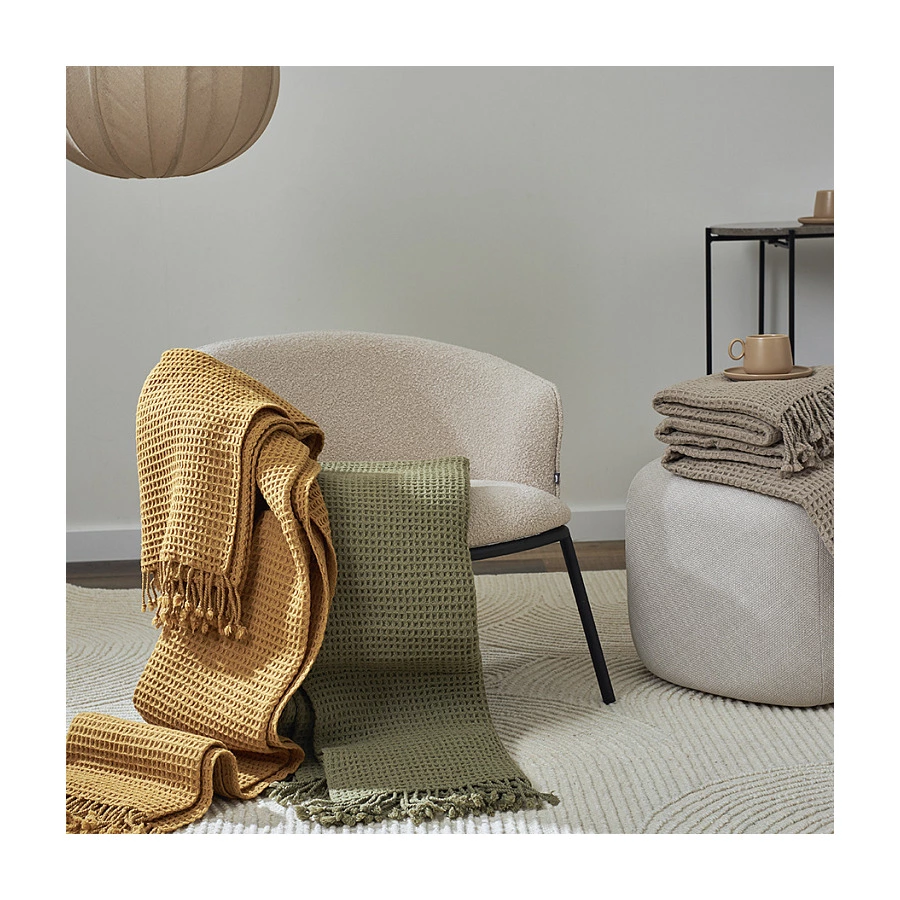 Плед Tkano Essential 130х180 см, 100% шерсть, охровый