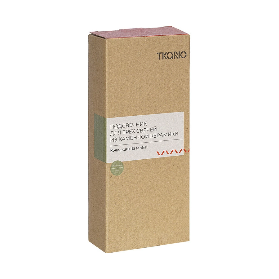 Подсвечник для 3 свечей Tkano Essential каменная керамика, оливковый