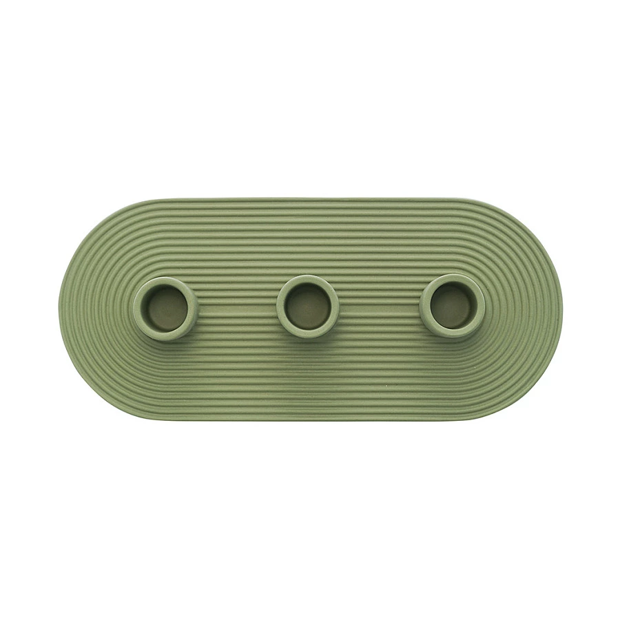 Подсвечник для 3 свечей Tkano Essential каменная керамика, оливковый