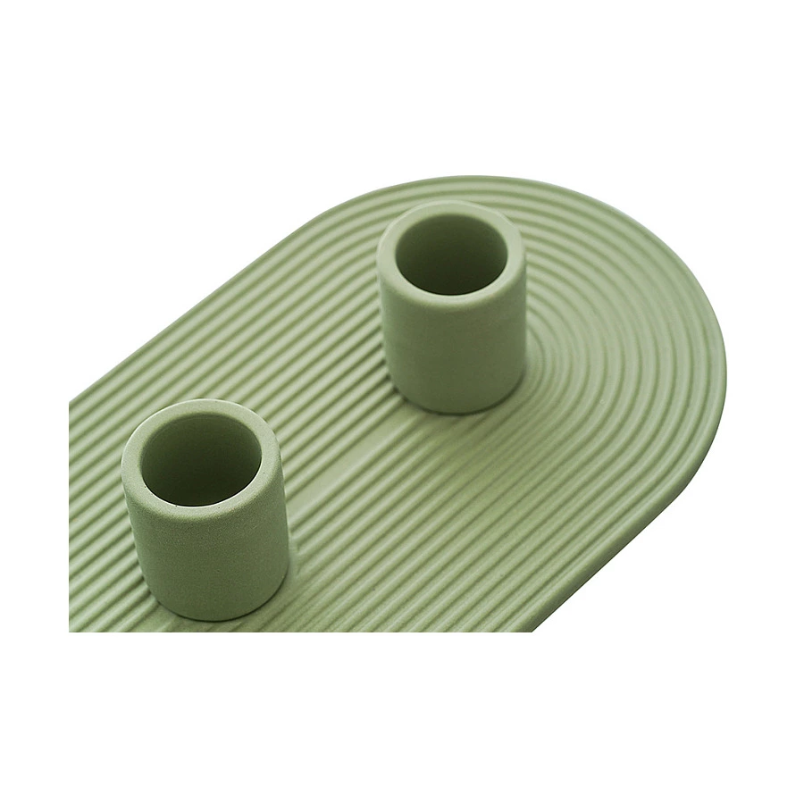 Подсвечник для 3 свечей Tkano Essential каменная керамика, оливковый