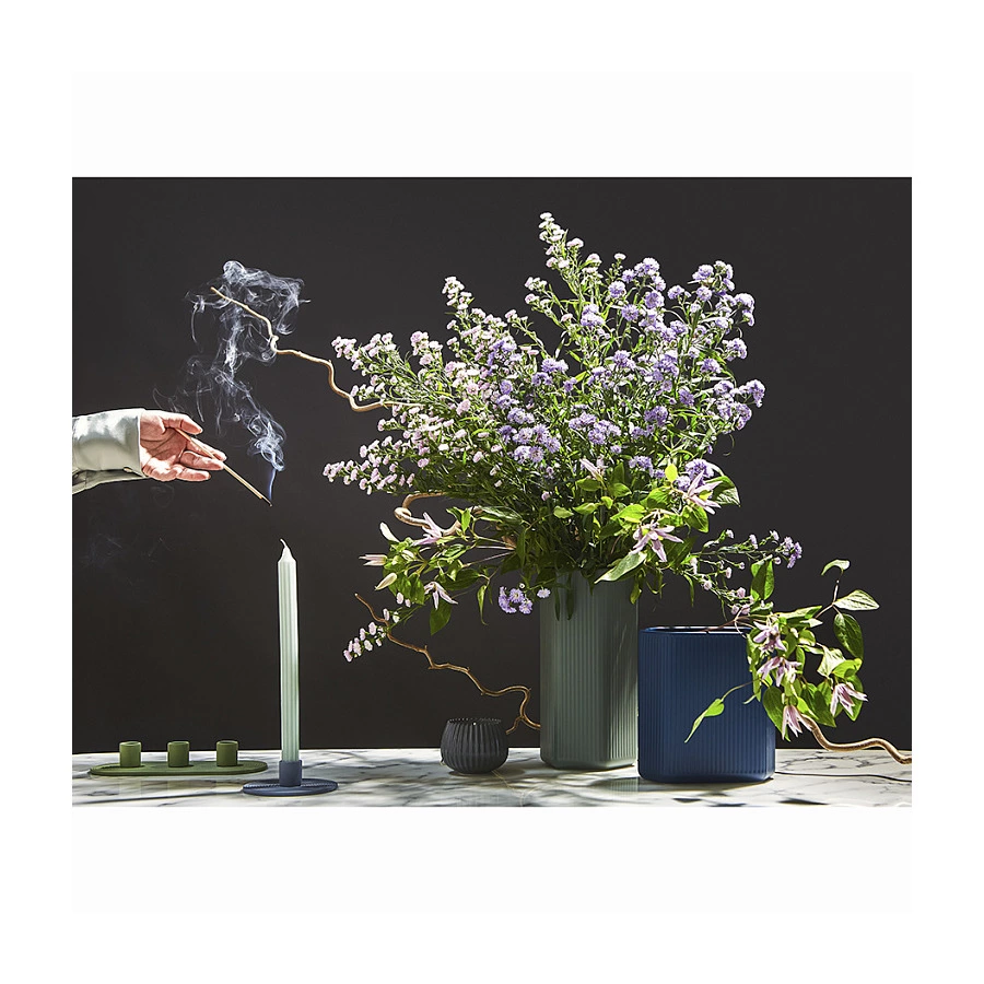 Подсвечник Tkano Essential каменная керамика, темно-синий