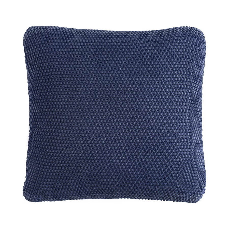 Подушка декоративная Tkano Essential 45x45 см, 100% стираный хлопок, 100% полиэстер, синяя