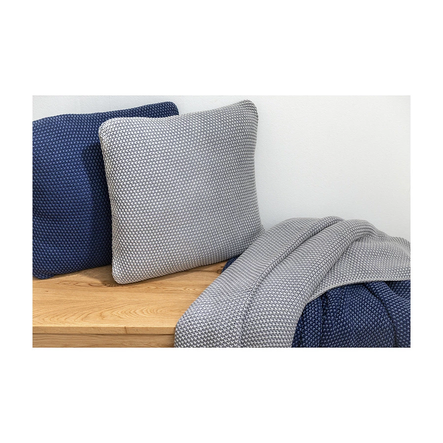 Подушка декоративная Tkano Essential 45x45 см, 100% стираный хлопок, 100% полиэстер, синяя