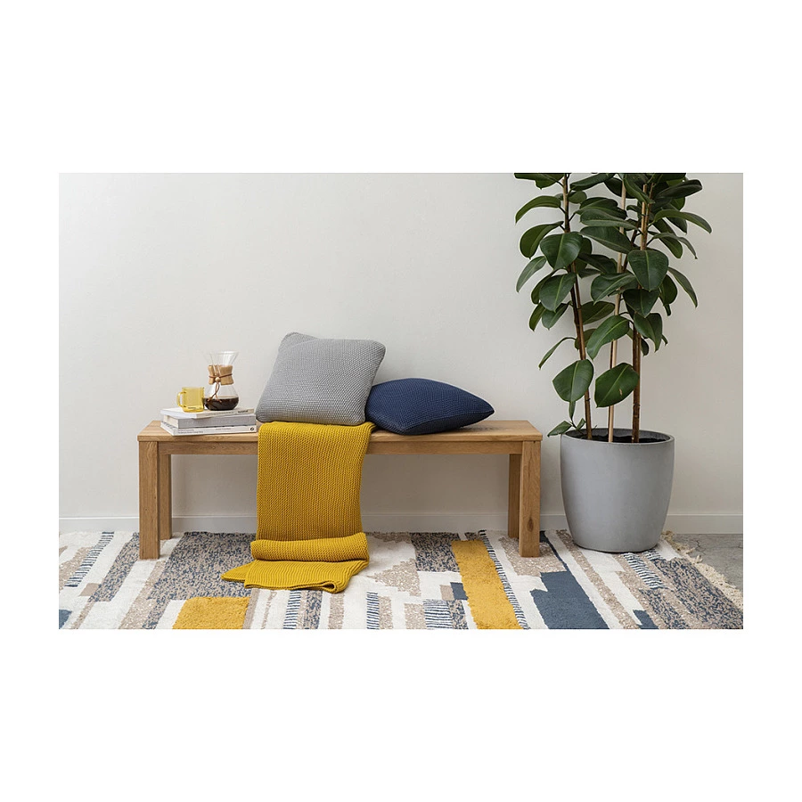 Подушка декоративная Tkano Essential 45x45 см, 100% стираный хлопок, 100% полиэстер, синяя