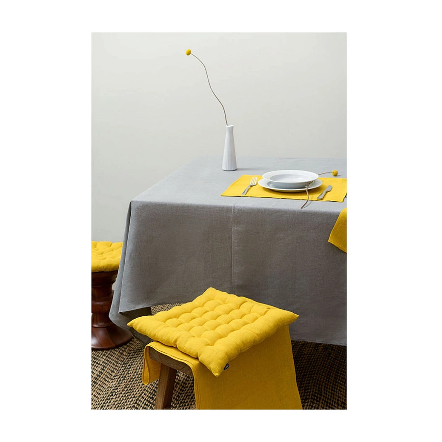 Подушка на стул Tkano Essential 40х40x4 см, 100% лен, горчичная