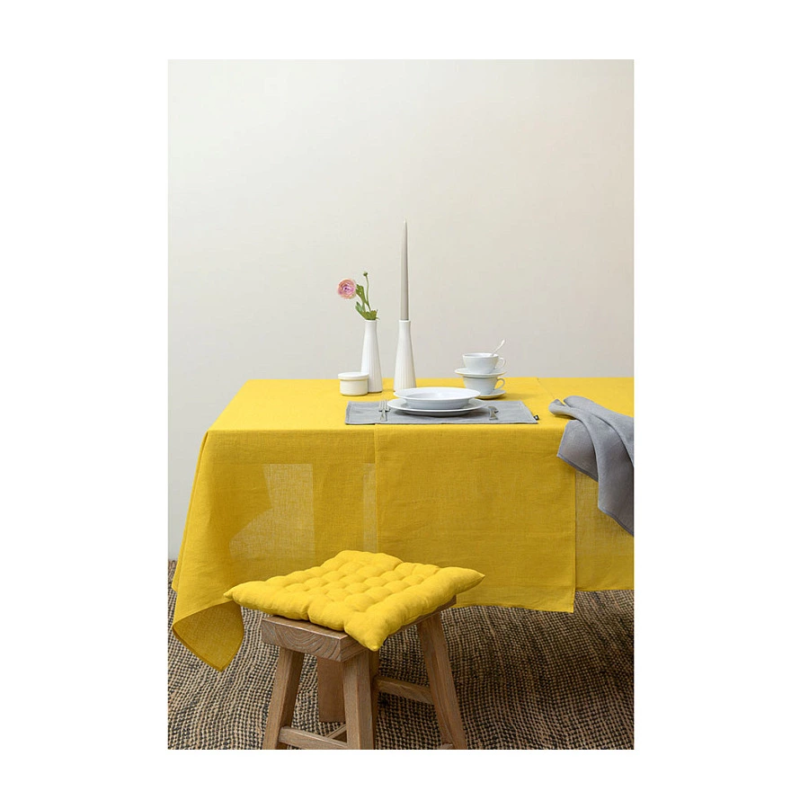 Подушка на стул Tkano Essential 40х40x4 см, 100% лен, горчичная