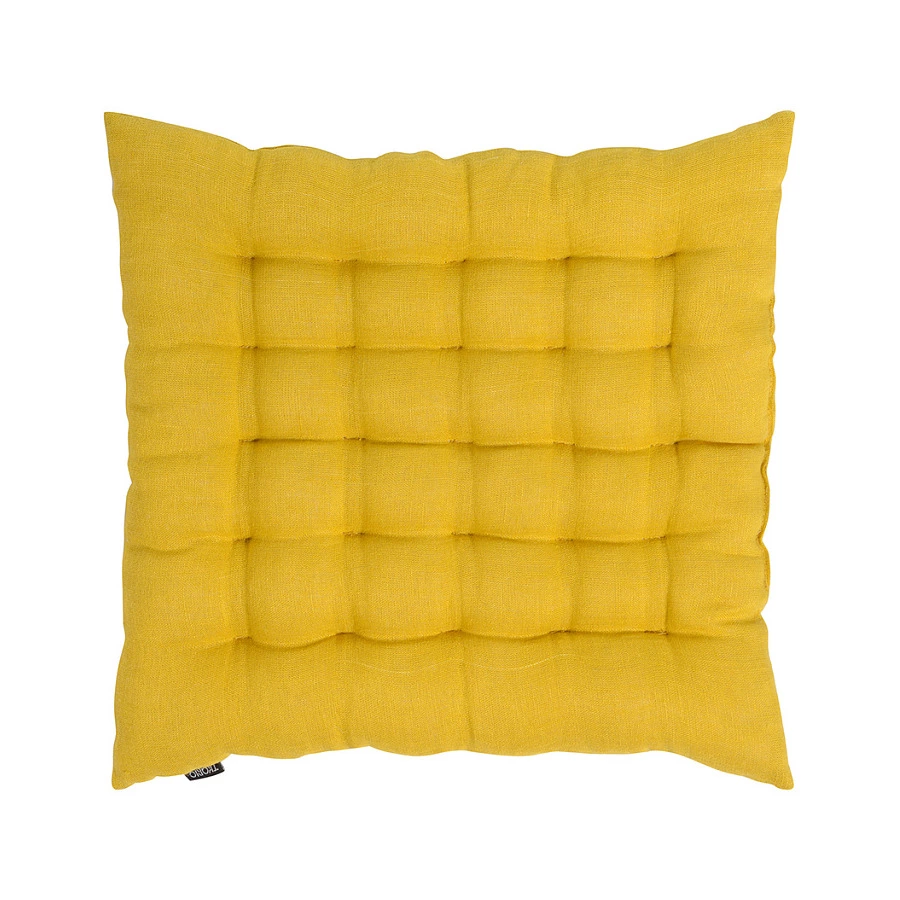 Подушка на стул Tkano Essential 40х40x4 см, 100% лен, горчичная