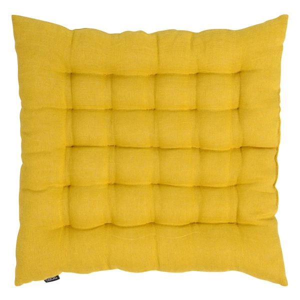 Подушка на стул Tkano Essential 40х40x4 см, 100% лен, горчичная