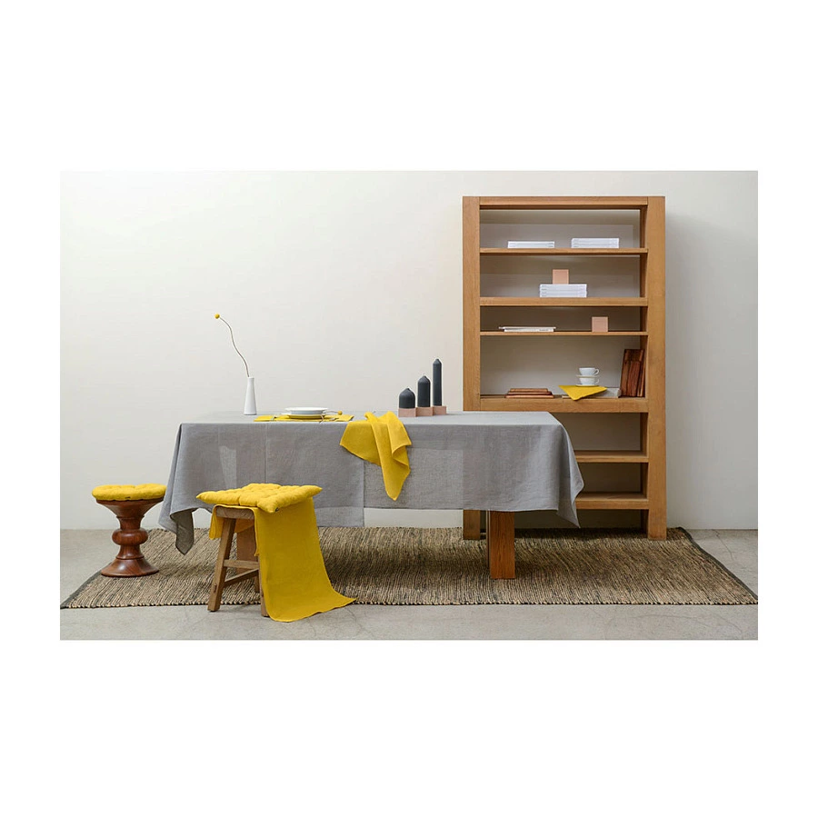 Подушка на стул Tkano Essential 40х40x4 см, 100% стираный лен, горчичная