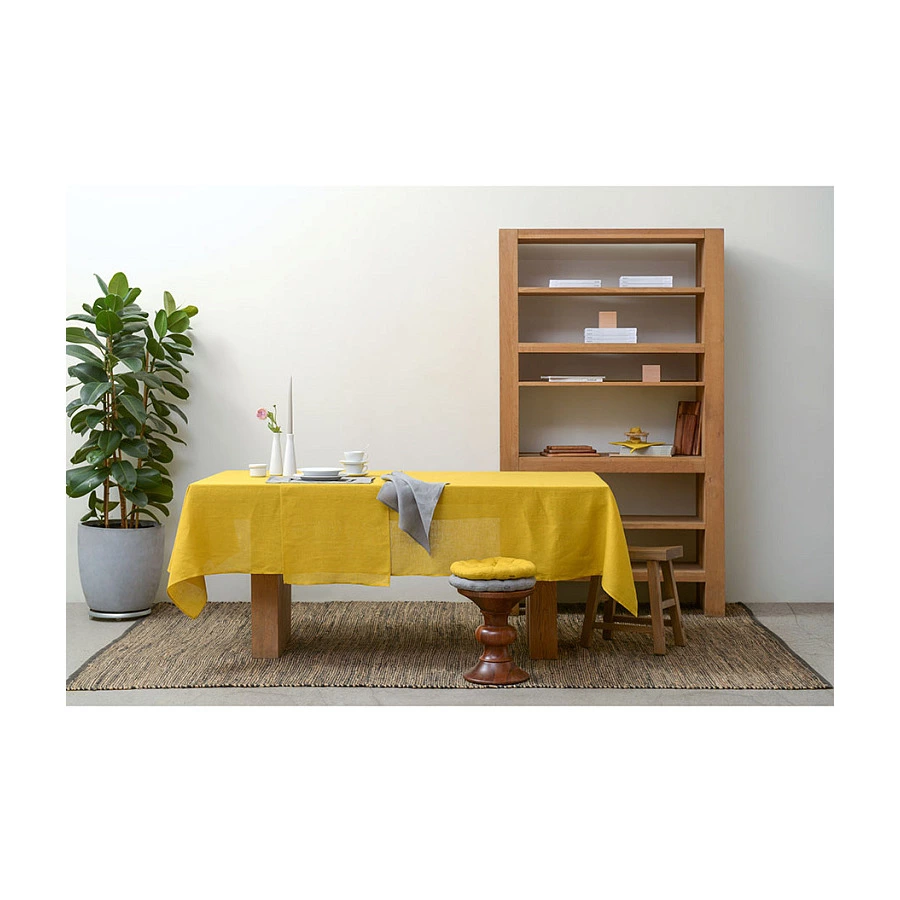 Подушка на стул Tkano Essential 40х40x4 см, 100% стираный лен, горчичная