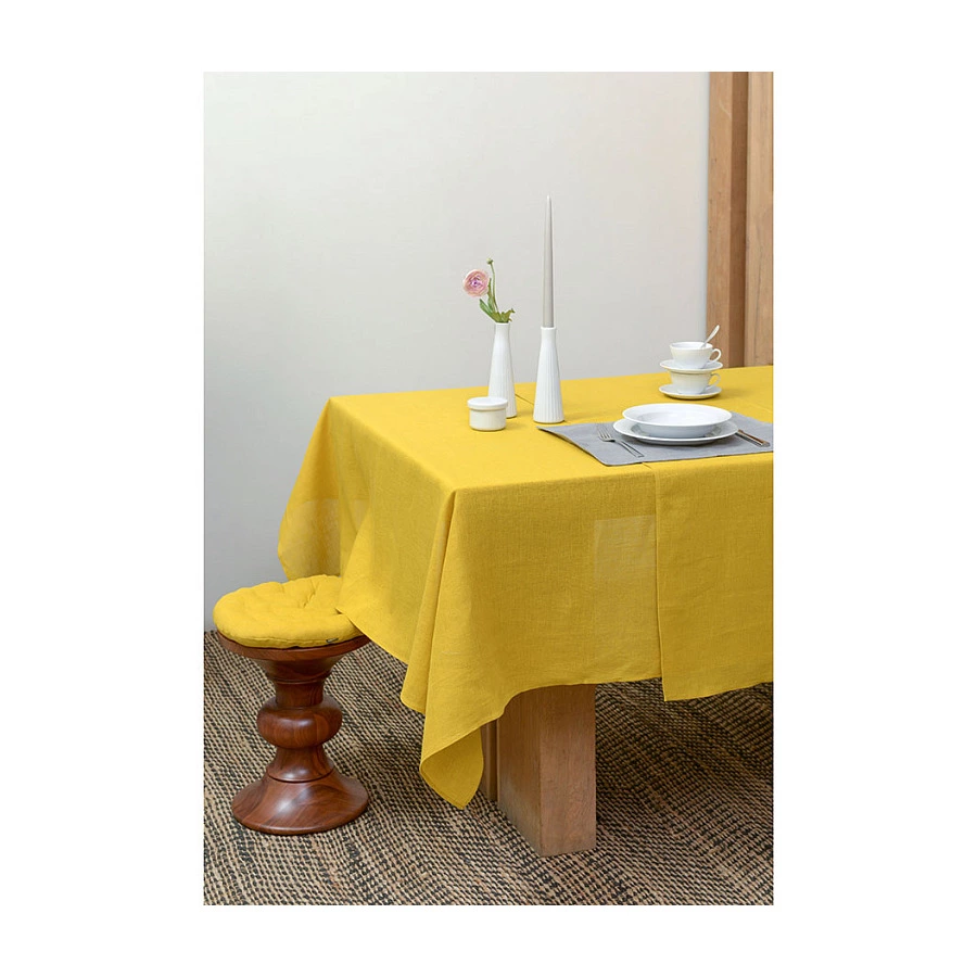 Подушка на стул Tkano Essential 40х40x4 см, 100% стираный лен, горчичная