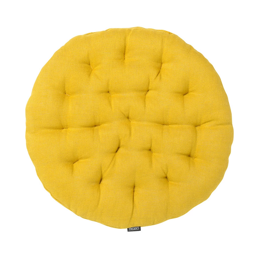 Подушка на стул Tkano Essential 40х40x4 см, 100% стираный лен, горчичная