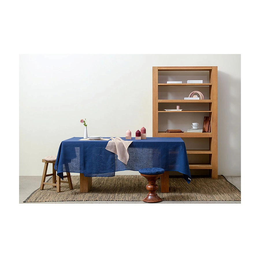 Подушка на стул Tkano Essential 40х40x4 см, 100% стираный лен, синяя