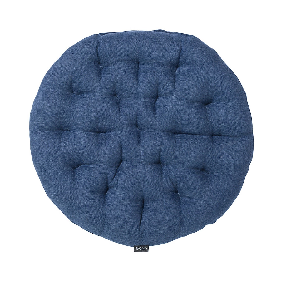 Подушка на стул Tkano Essential 40х40x4 см, 100% стираный лен, синяя
