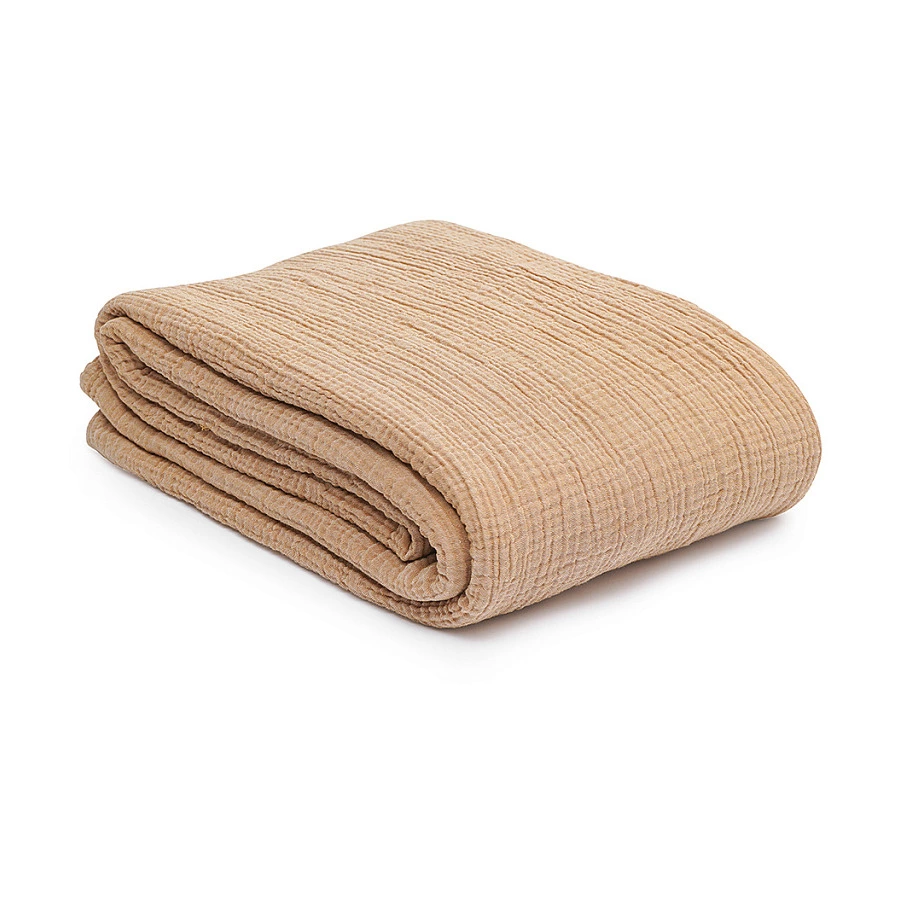 Покрывало двухстороннее Tkano Essential 180?250 см, 100% органический муслин, охровое