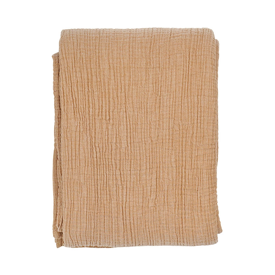 Покрывало двухстороннее Tkano Essential 180?250 см, 100% органический муслин, охровое