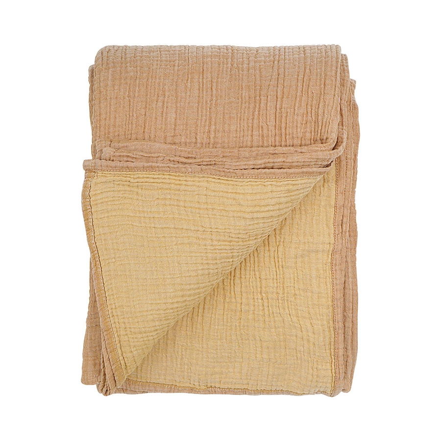 Покрывало двухстороннее Tkano Essential 180?250 см, 100% органический муслин, охровое