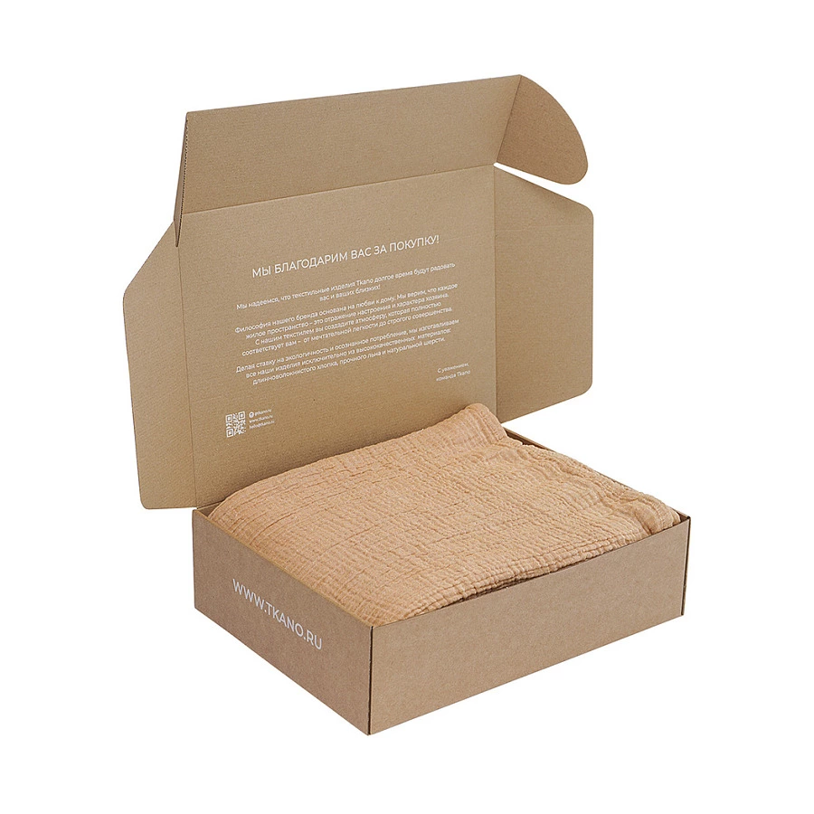 Покрывало двухстороннее Tkano Essential 180?250 см, 100% органический муслин, охровое