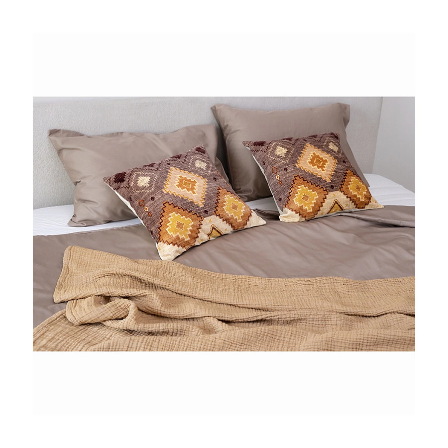 Покрывало двухстороннее Tkano Essential 180?250 см, 100% органический муслин, охровое